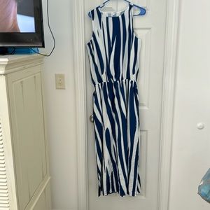 Blue and white zebra striped dress size large